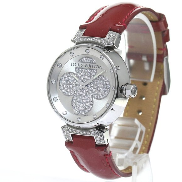 LOUIS VUITTON Tambour Forever Q131P Diamond Silver Dial Quartz Ladies - Picture 1 of 12